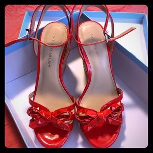 Tomato Red Leather Wedges
